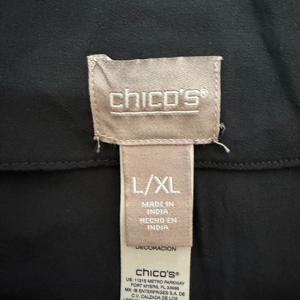 Chico's | Black Sheer Embroidered Detail Poncho Swim Coverup Size L / XL - Picture 5 of 6